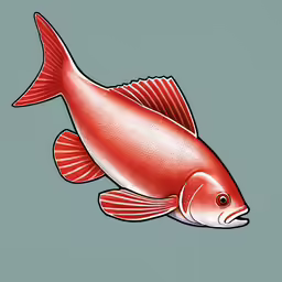 a fish that is in the water with red color