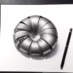 a metal object sitting on top of a sheet of paper
