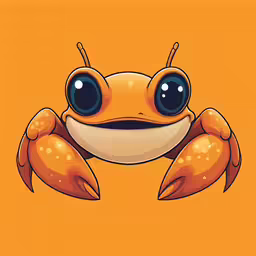 a large orange cartoon character with a happy look