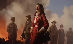 a group of people standing next to each other in a field
