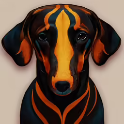 an illustration of a black and orange dog