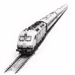 a train on the track with white background
