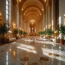 an interior view of a luxurious looking building with windows