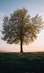 a big tree on top of a grassy hill