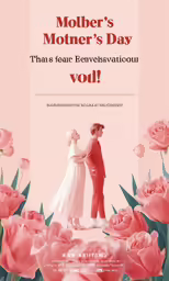 a poster advertising mothers day with a man and woman in red