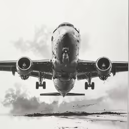 an airplane in the air during a cloudy day