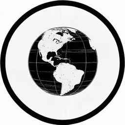 an image of the earth in a circle with a star above it