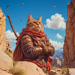 a cat that is standing on the rocks