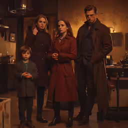 the family is in a room with chairs