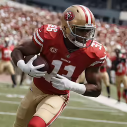 a football player in a uniform running
