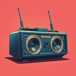 an antique radio with two antennas is featured in this illustration