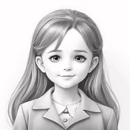 the young girl with the ponytail is shown in this sketch