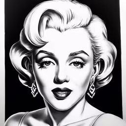 a black and white drawing of a woman