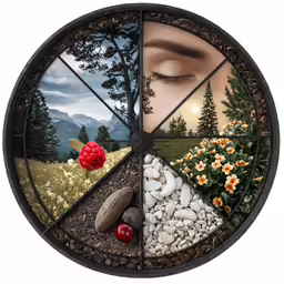 a clock that is displaying different images of nature