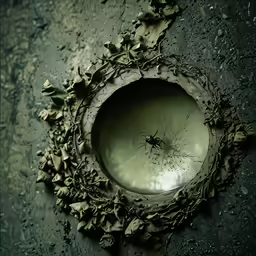 a bug that is laying down inside of a round object
