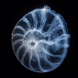 a very large, purple and white structure with an odd spiral shape