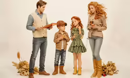 a young family standing in front of a white backdrop