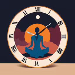 a person is sitting on the floor in front of a clock,a picture of a person with a sword inside of a clock