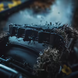 closeup of broken radio with rain on the ground