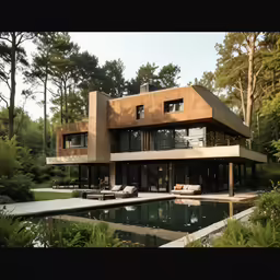 a photo of a house in the middle of trees