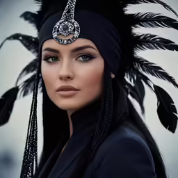 a woman wearing an elaborate headdress