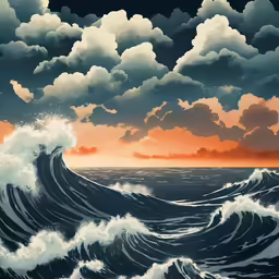 the sky is overcast and overcast in a painting