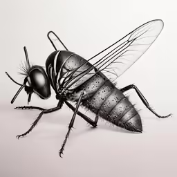 a drawing of a mosquito with very large antennae