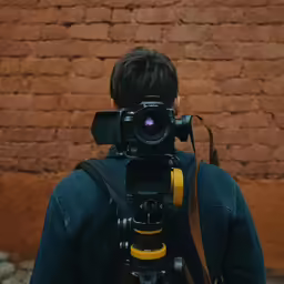 there is a person holding a camera up to their face