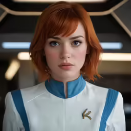 a girl with red hair in the star trek movie