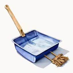 an illustration of a brush and a pan