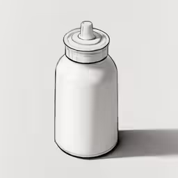 a white canister with a black lid on a white surface