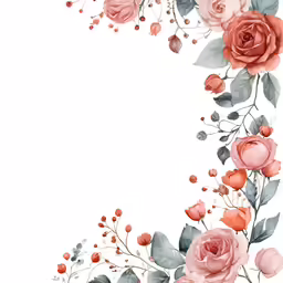 a watercolor rose border with roses