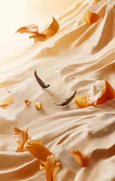 a close up of a group of falling feathers