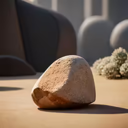 this is an image of a rock that appears to be balanced on concrete