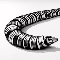 black and white photograph of a weird looking snake