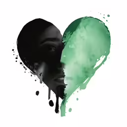 a woman is in the shape of a green heart