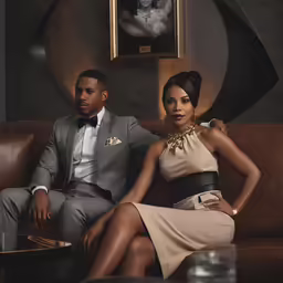 a man and woman are sitting next to each other on the couch