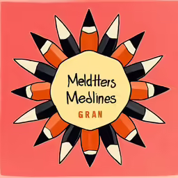 an illustration with a frame of crayons spelling a group of pencils