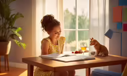 a girl with a cat and a glass of wine