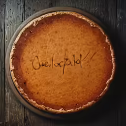 a pie with a word that says quesolado written in it