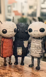 three cartoon dolls standing next to each other