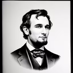 a drawing of a man with a suit and bow tie