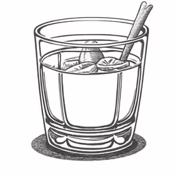 an old fashioned drink in a glass with ice and a cinnamon stick