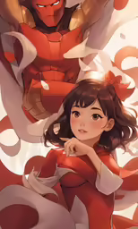 two anime character posing together with one looking up