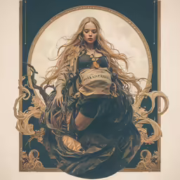 a painting of a woman with long hair