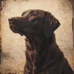a dog that is looking up at something