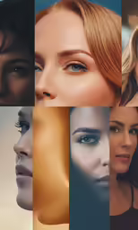 a series of eight photos depicting women with different faces