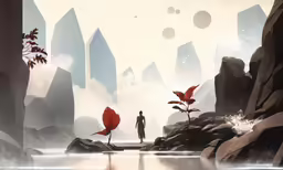 a person standing on a cliff looking at a body of water