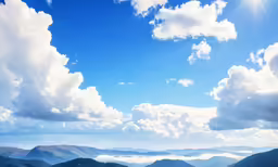 white fluffy clouds are hovering in the mountains