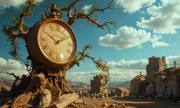 the clock is displayed in a surreal way
